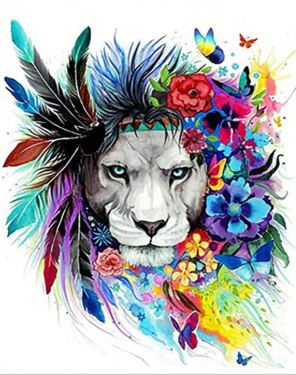 Lion with Flowers